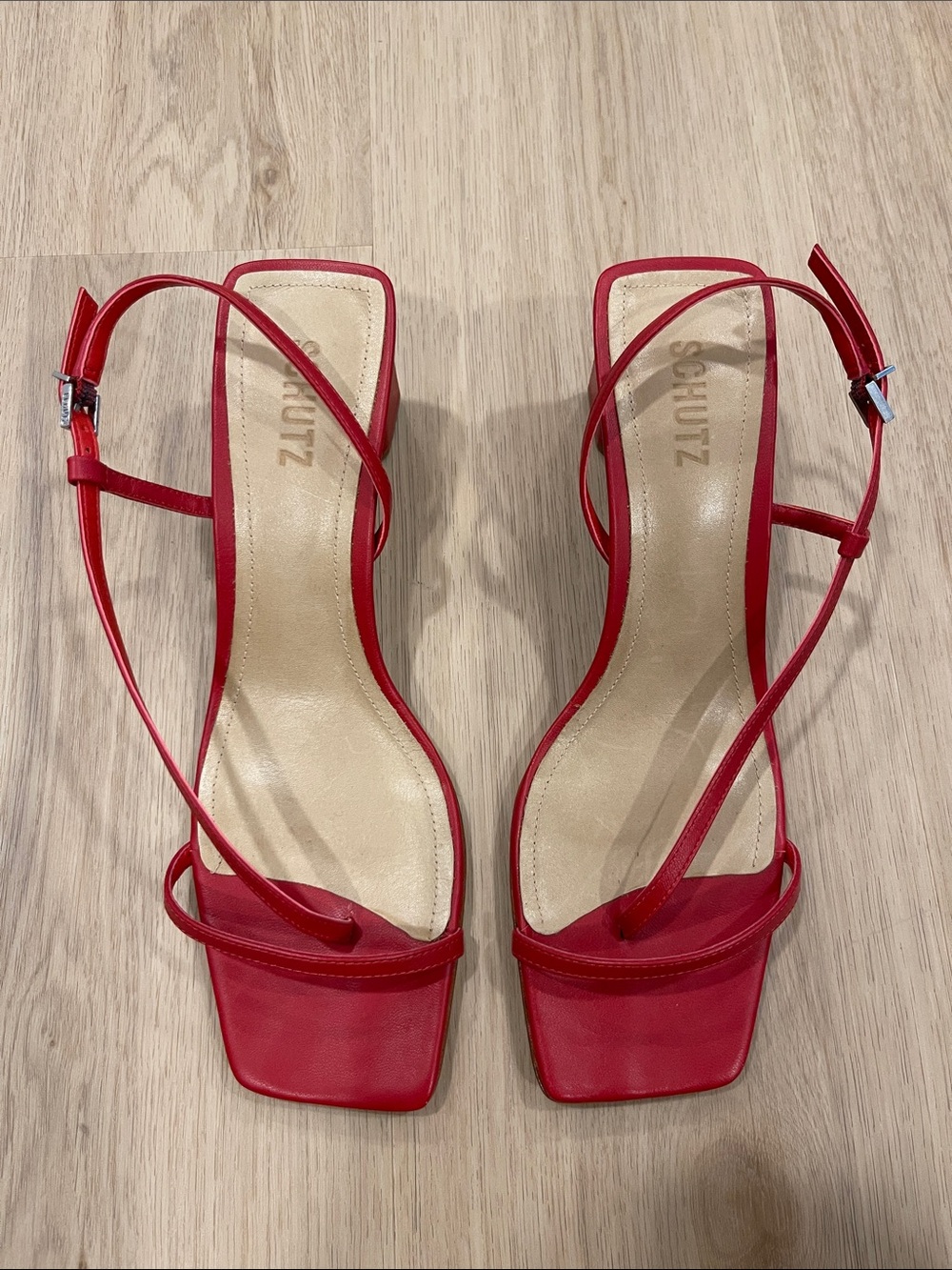 SCHUTZ Heloise Red Block Heel - Size 10.5